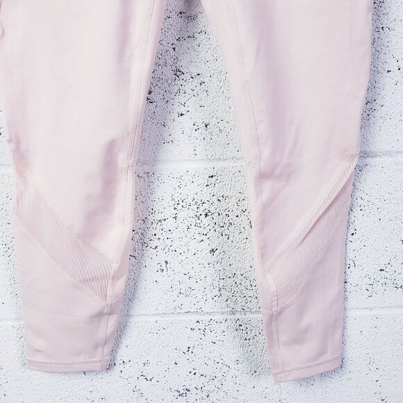 Athleta Eclipse Mesh Crop Leggings Size Medium High Rise Stretch Workout Pink - Picture 6 of 10